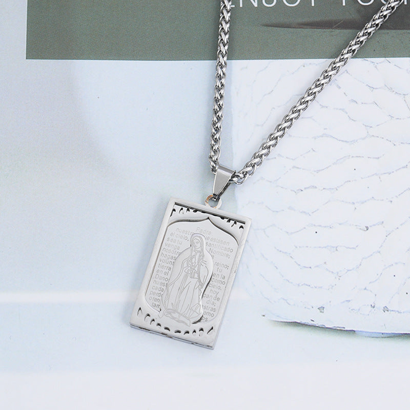 Men's Virgin Mary Medal Stainless Steel Spanish Necklaces