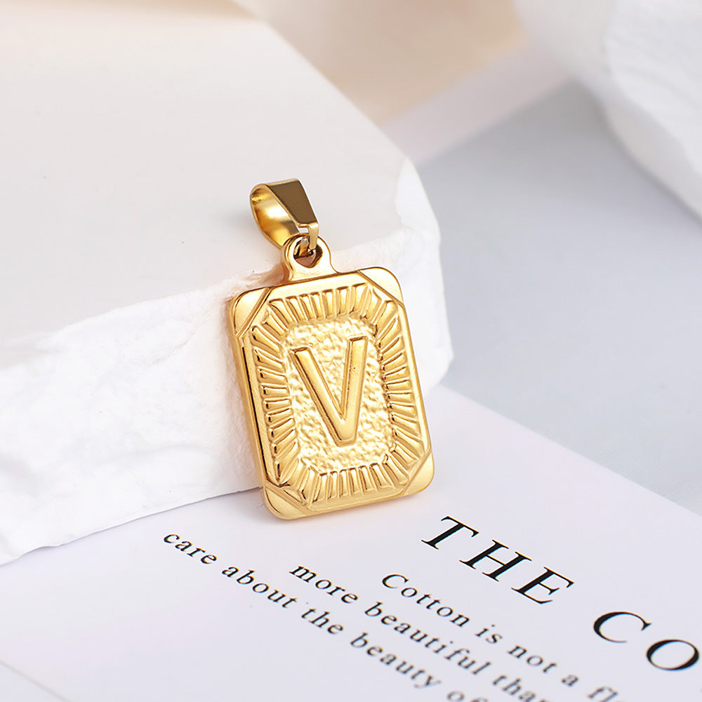 Gold English Letter Tag Simple Sweater Pendants