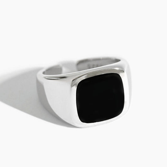 Women's & Men's Style Black Epoxy Square For Simple Rings