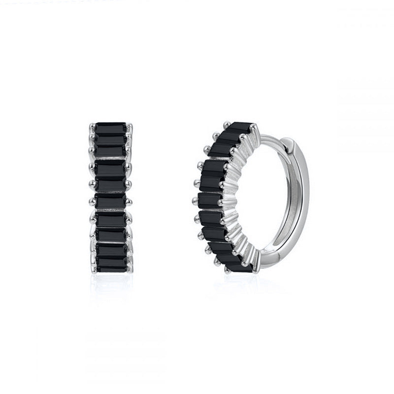 Square Zircon Circle Ear Clip Female Simple Elegant Earrings