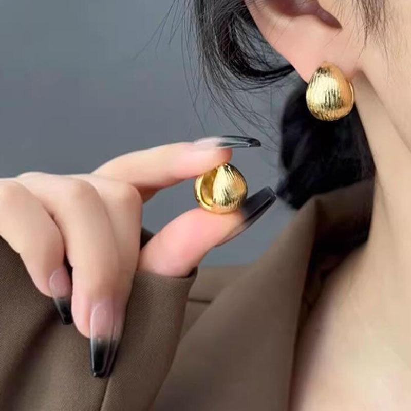 Women's Personalized Metallic Brushed Texture Steamed Bun Niche Design Earrings