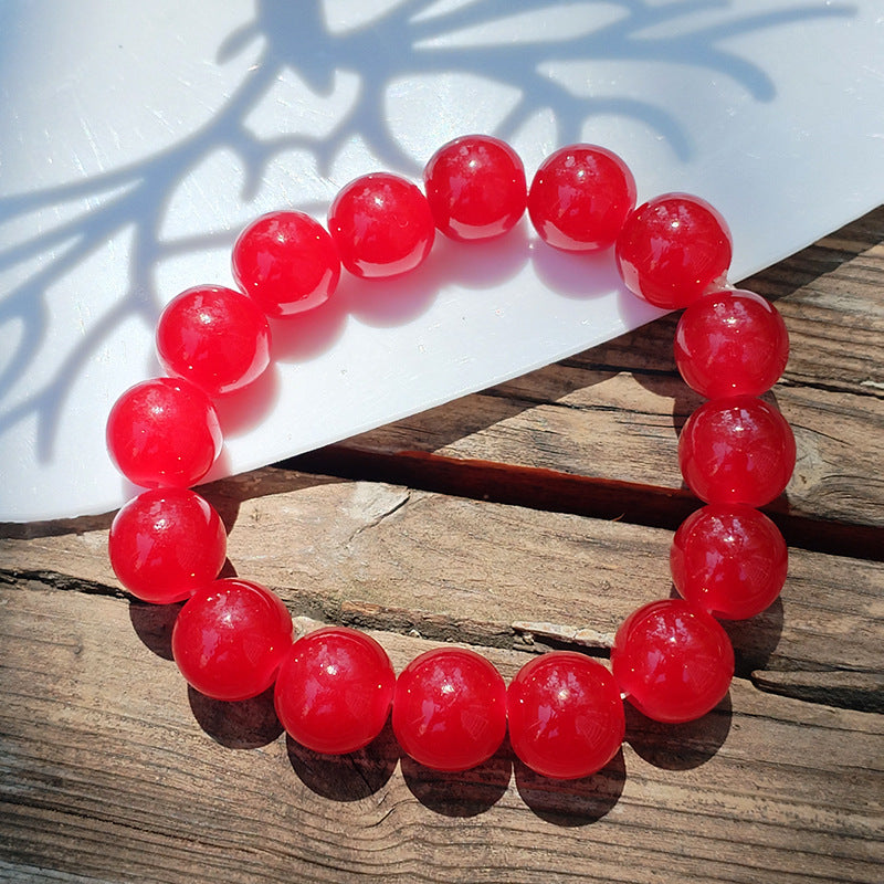 Women's High Ice Green Chalcedony Round Beads Imitation Jade Light Luxury Bracelets