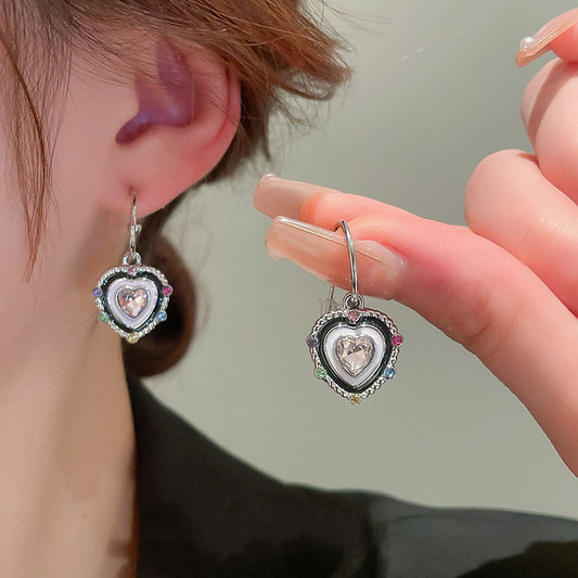 Dripping Oil Inlaid Color Diamond Type Sweet Cool Hepburn Earrings