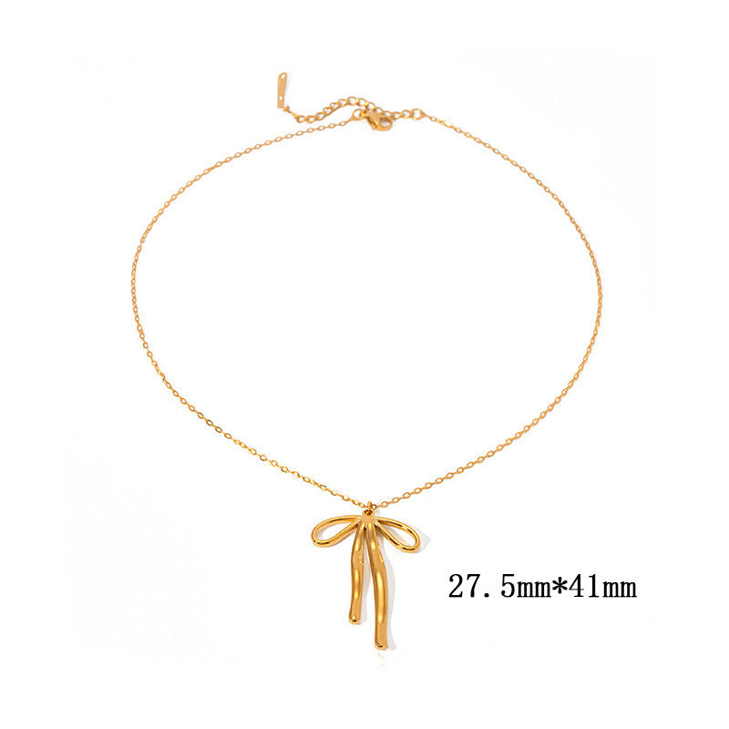 Steel Bow Simple Stainless Versatile Design Female Necklaces