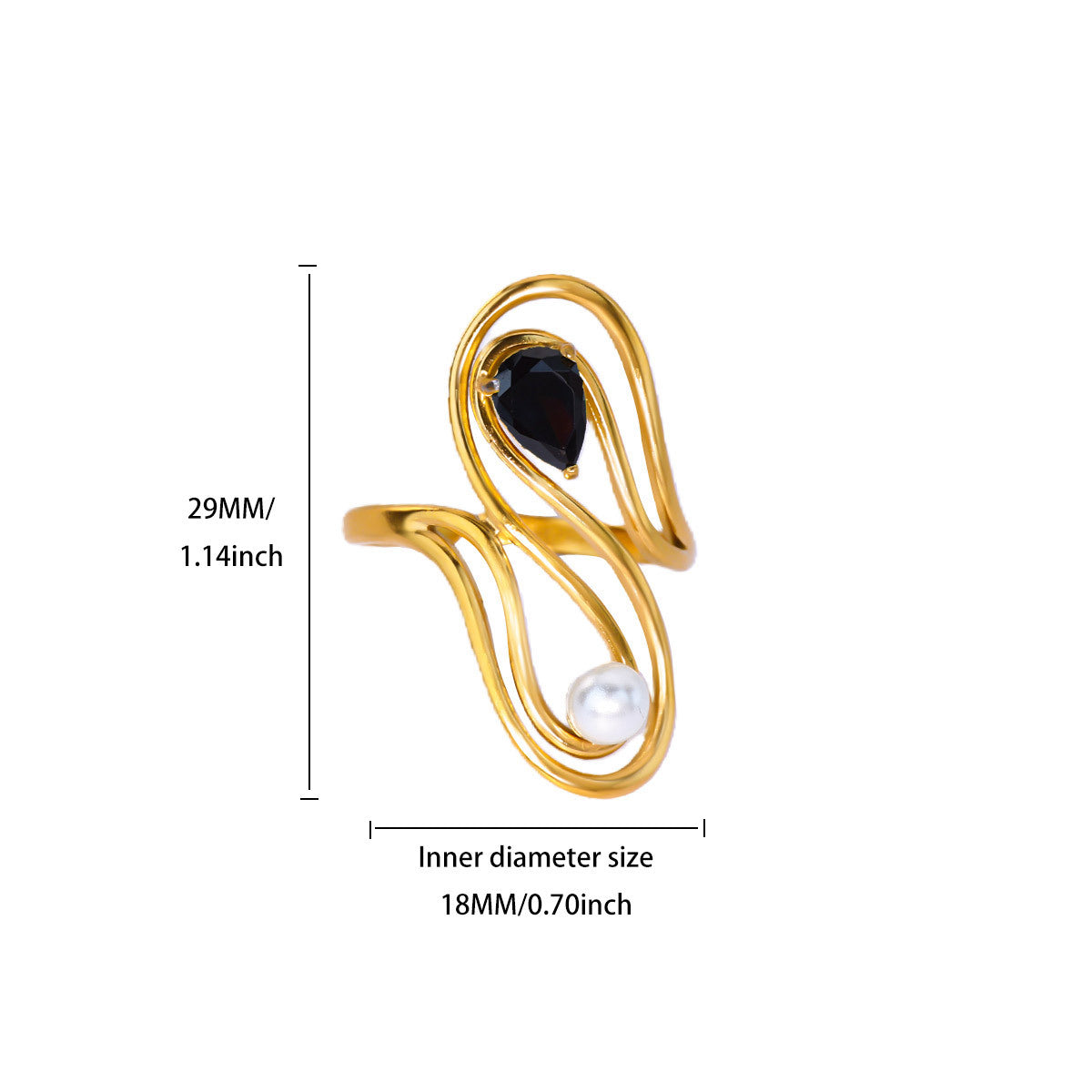 Women's Gold-plated Stainless Steel Geometric High-grade Open Ring
