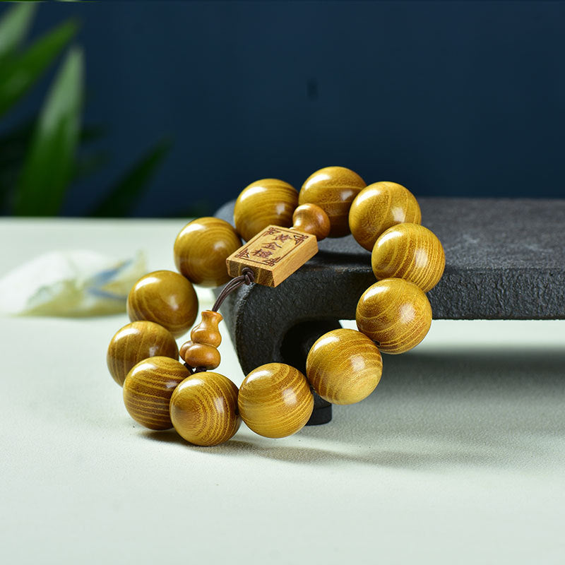 Women's & Men's Natural Gold Sandalwood Beads Fashion Collectible Artsy Bracelet