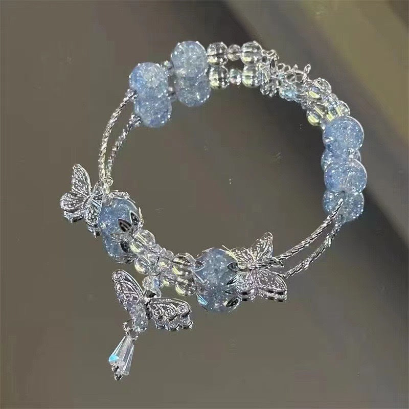 Gradient Hot Flower Glass Beaded Trendy Simple Light Bracelet