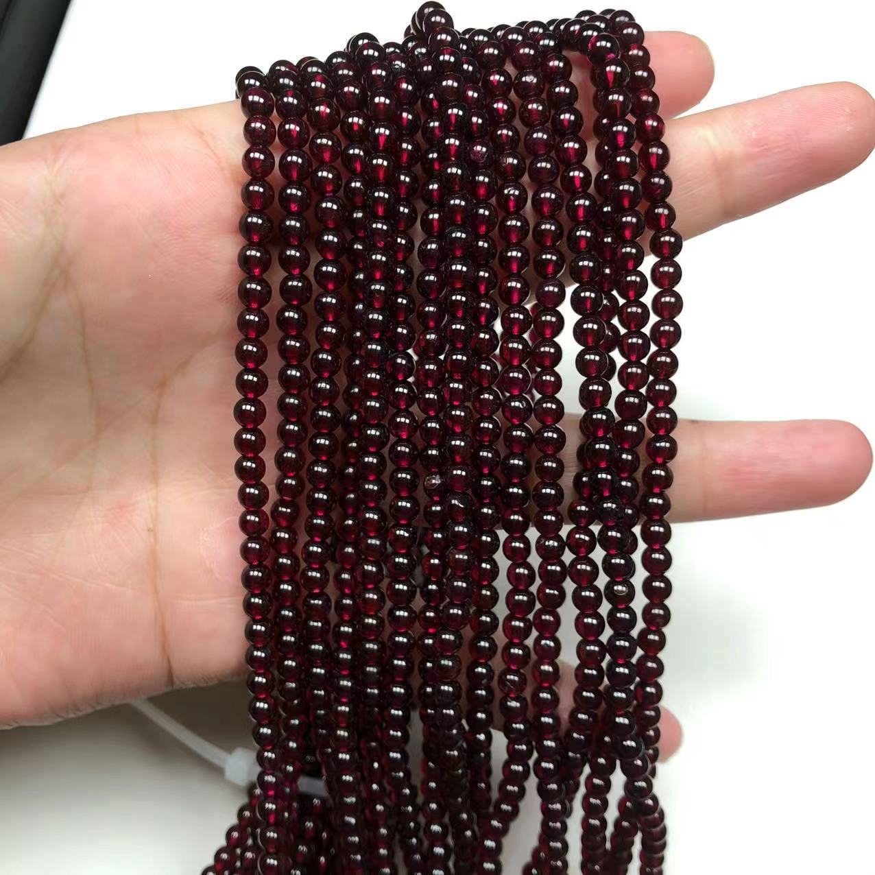 Natural Garnet Wine Red Three-ring Round Beads Bracelets