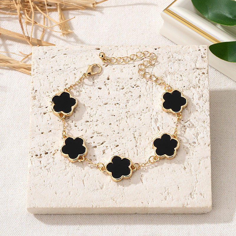 Fashion Elegant Lucky Five Petal Flower Female Bracelet