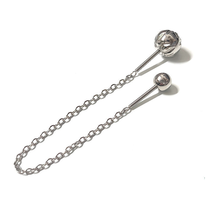 Women's Rod Long Titanium Steel Eardrops Pattern Ball Rings