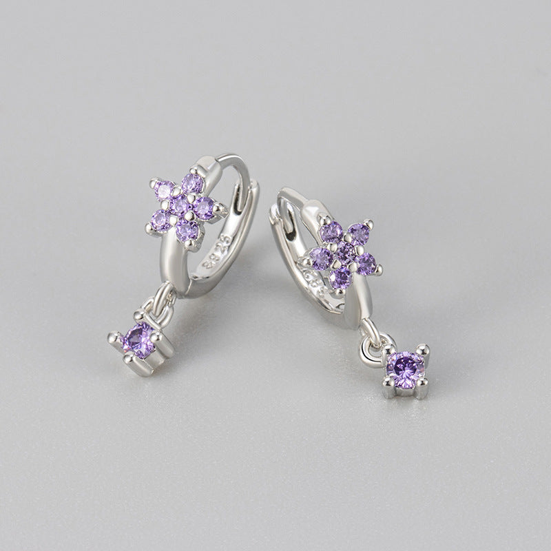 Multicolor Zircon Plum-shaped Personality Fashion Flower Ear Buckle