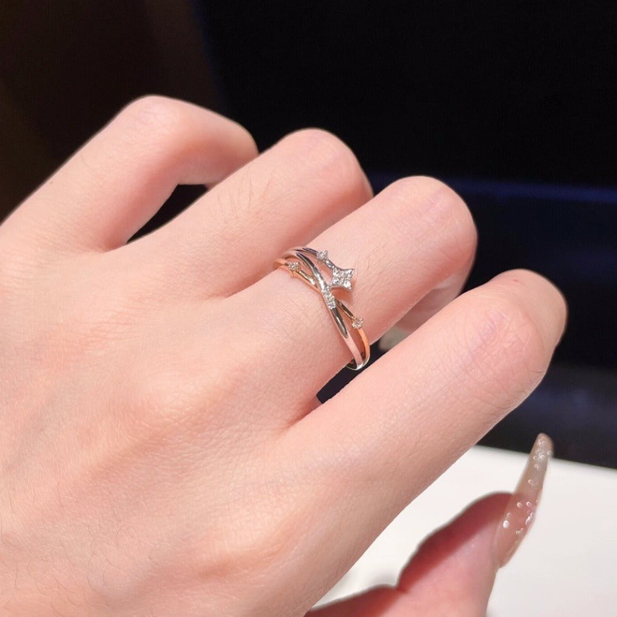 Women's For Light Luxury Minority Design Advanced Sense Four Awn Index Rings