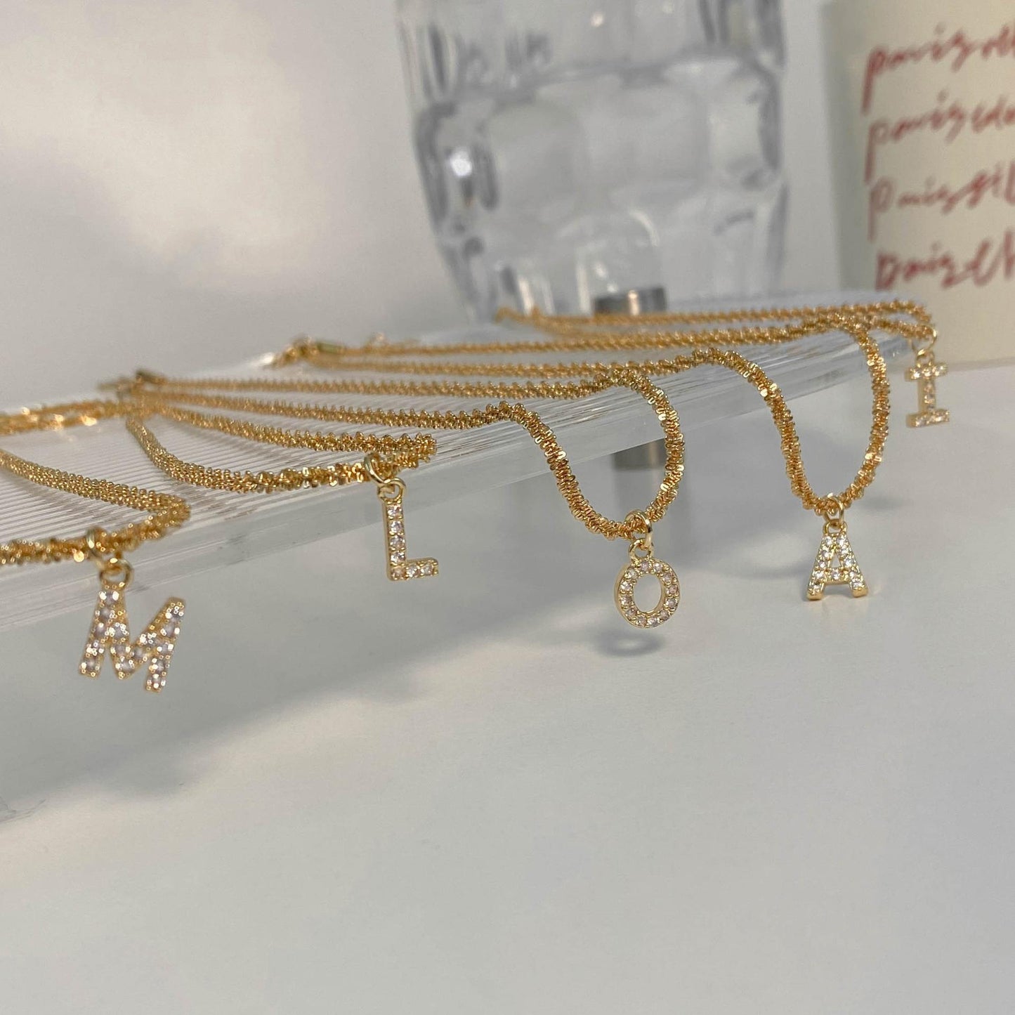 Steel Sparkling Female Inlaid Zirconium English Letters Clavicle Chain High Necklace