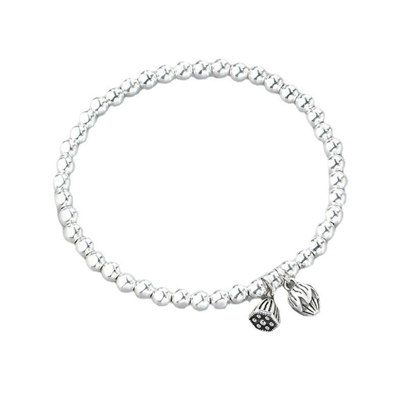 Live Sier Plated Lotus Flower Seedpod Sliver Bracelets