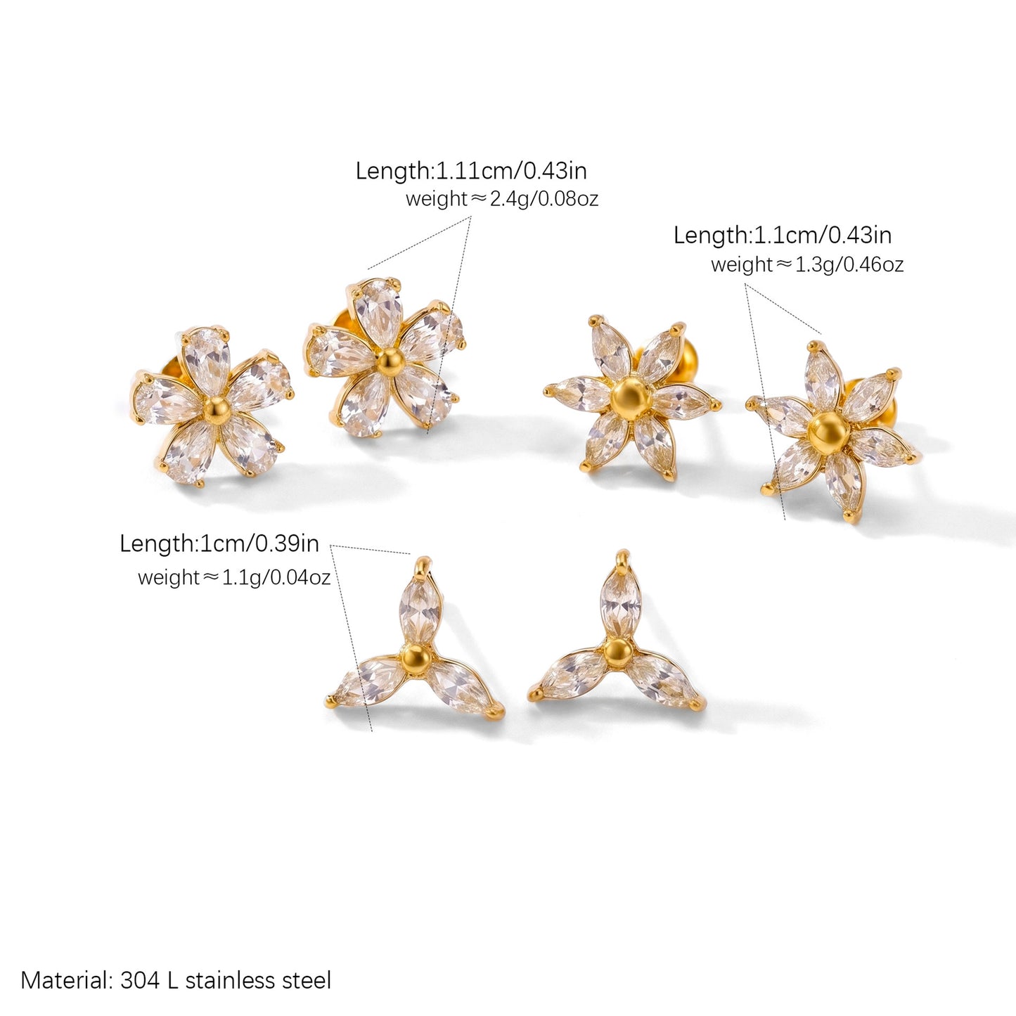 Women's Zircon Ear Titanium Steel Gold Plated Light Luxury Stud Earrings