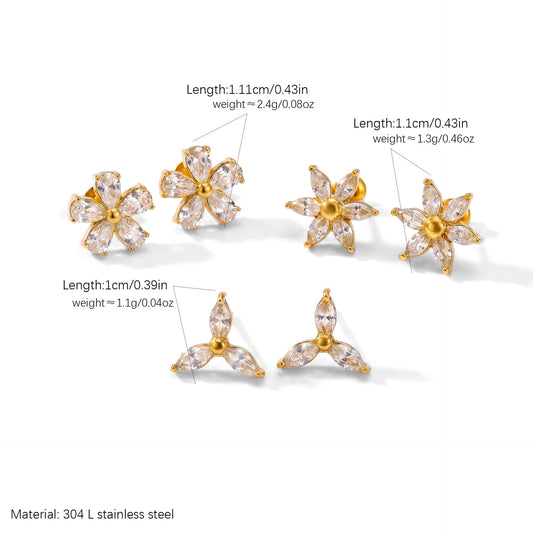 Women's Zircon Ear Titanium Steel Gold Plated Light Luxury Stud Earrings