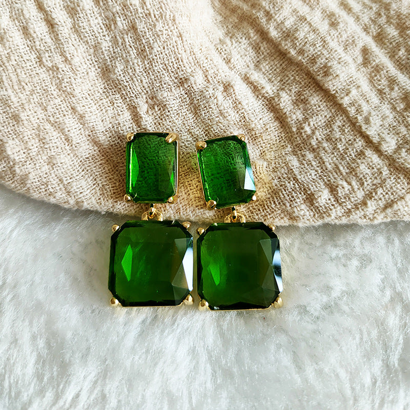 Women's Green Crystal Autumn For Niche Design High-grade Stud Earrings
