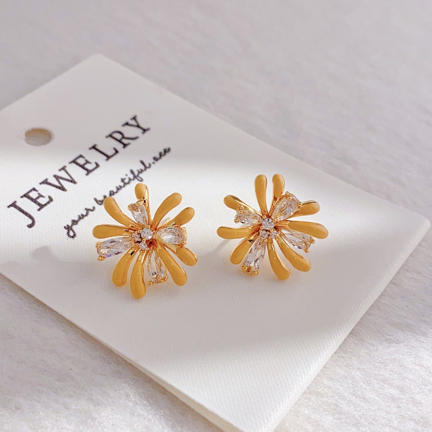 Oil Drop Zircon Fireworks Minority Fashion Colorful Temperament Design Unique Stud Earrings