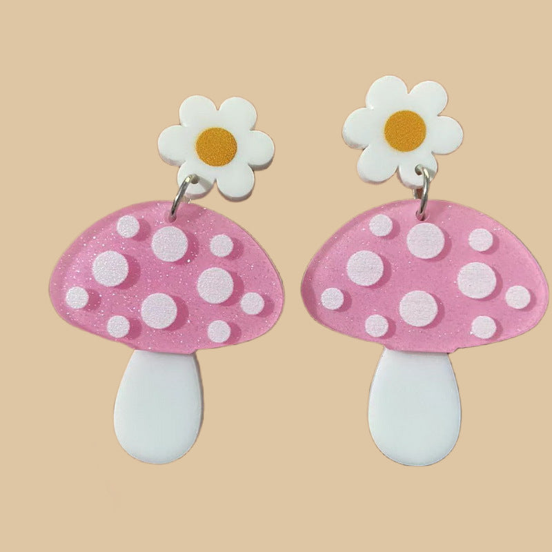 Acrylic Mushroom Cute Funny Personalized Exaggerated Rings