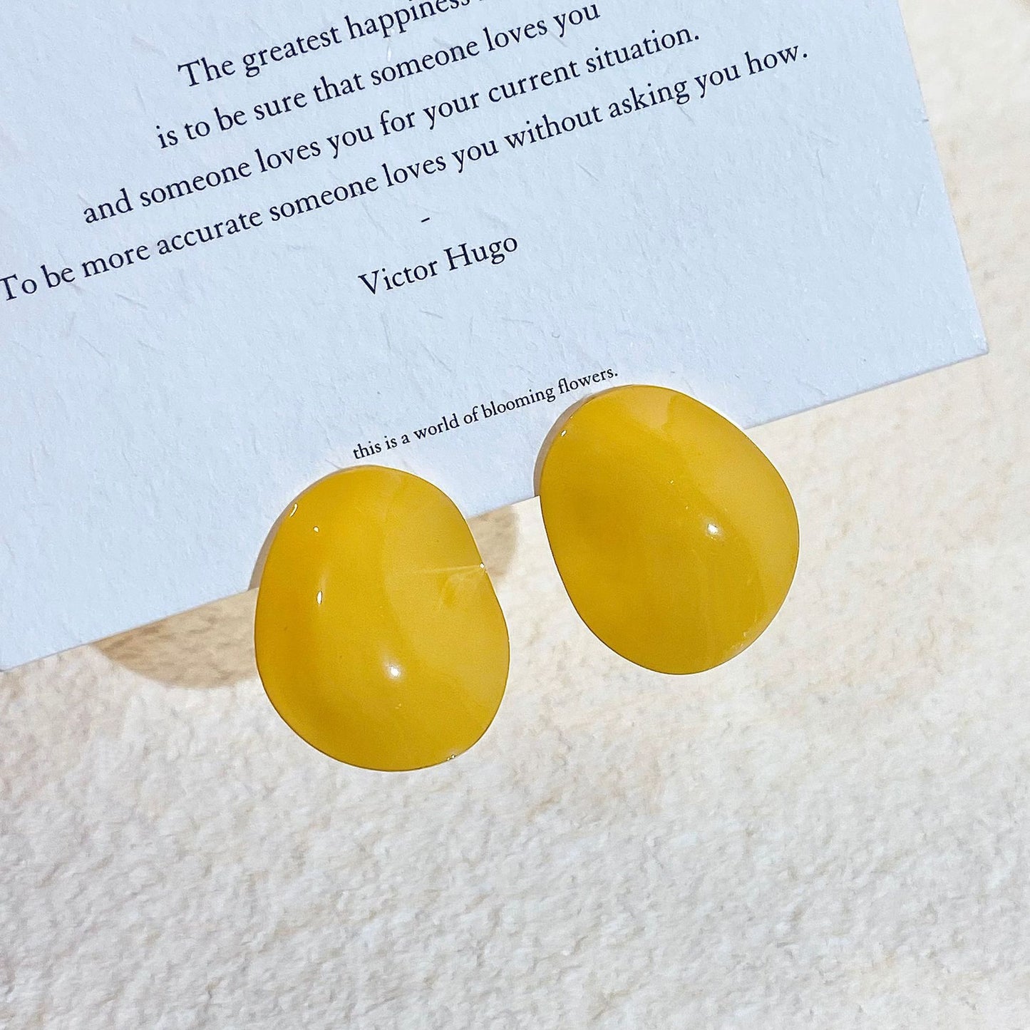 Plated Real Gold Ginger Flower Enamel Drip Glazed Female Sweet Earrings