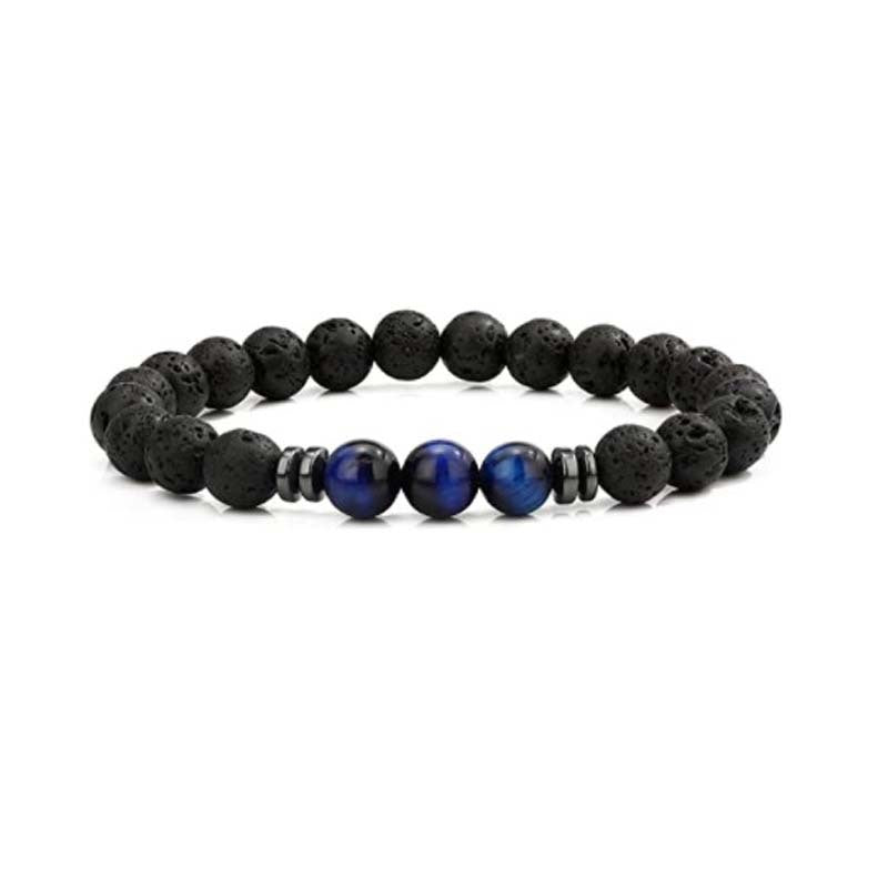 Beads Yellow Blue Tigereye Elastic String Bracelet
