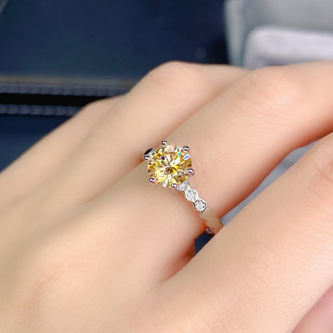 Women's Broadcast Karat Exquisite Simulation Citrine Colored Gems Simple Rings