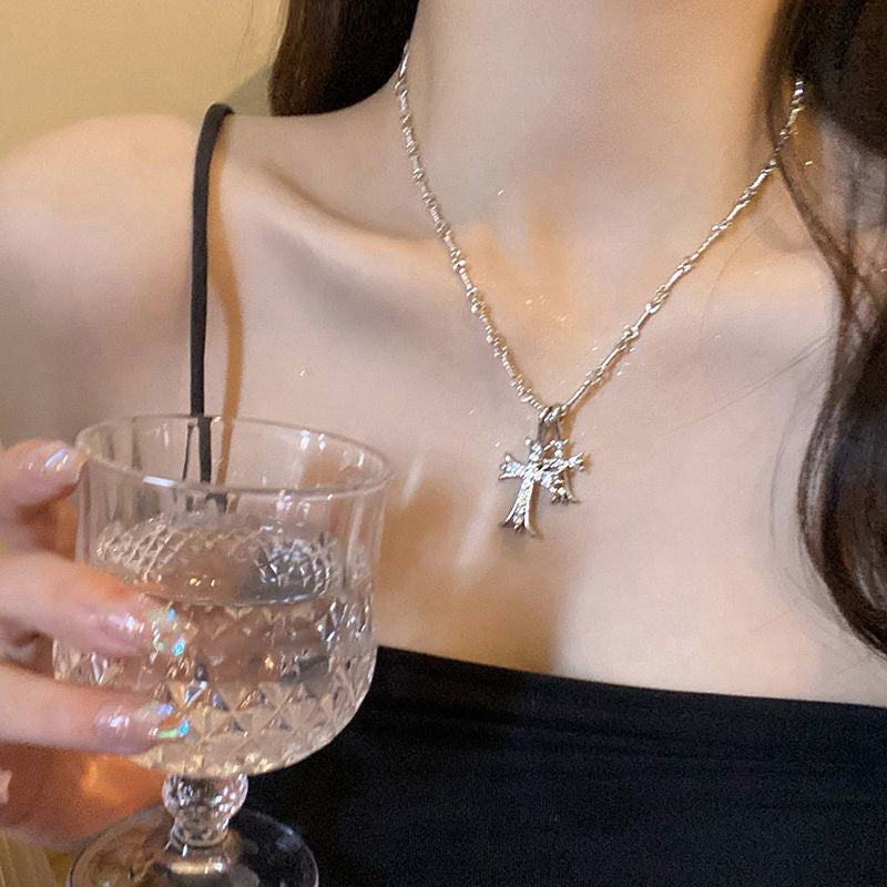 Women's Light Luxury Cross Long Cold Style Niche High-grade Sweet Necklace