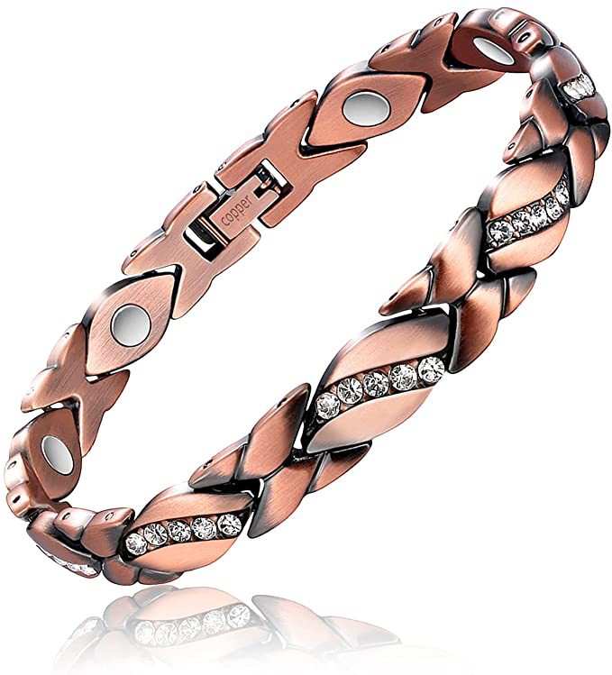 Red Copper Diamond Strong Magnetic Leaf Bracelets