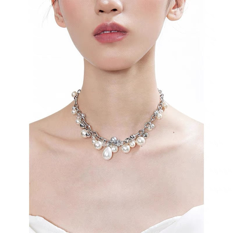 Women's Pure White Muses Exquisite Pearl High Necklace