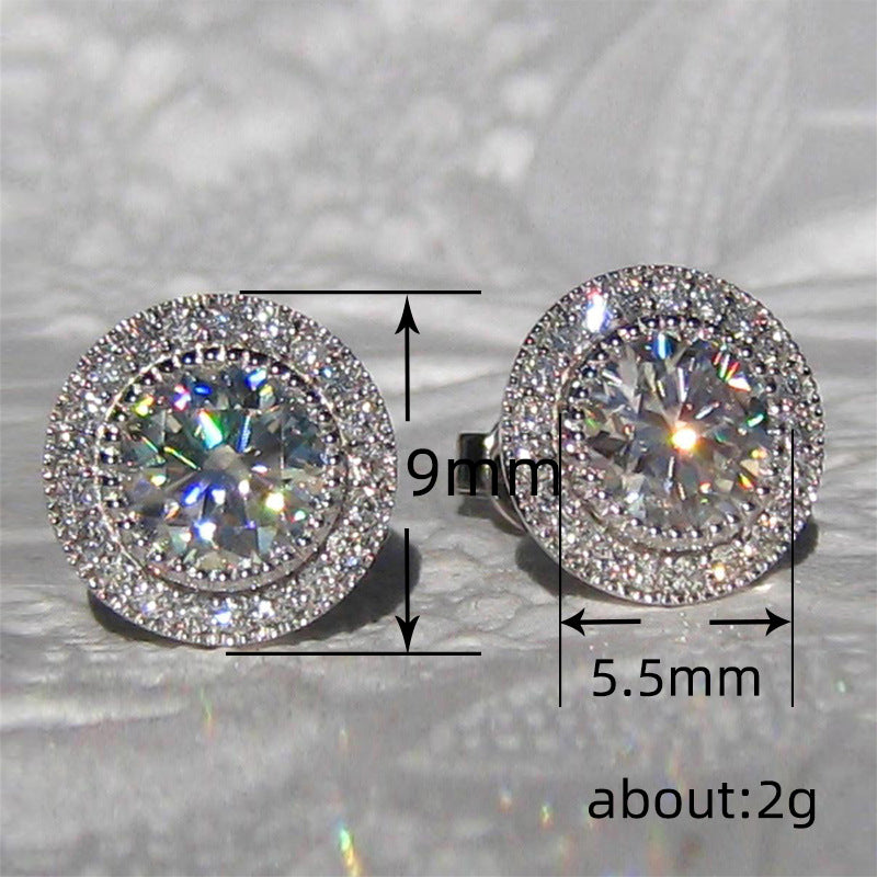 Inlaid Super Shiny Round Zircon Full-jeweled Stud Earrings