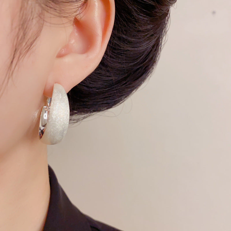 Retro Thick Sier Mixed Color Dripping Circle Rings