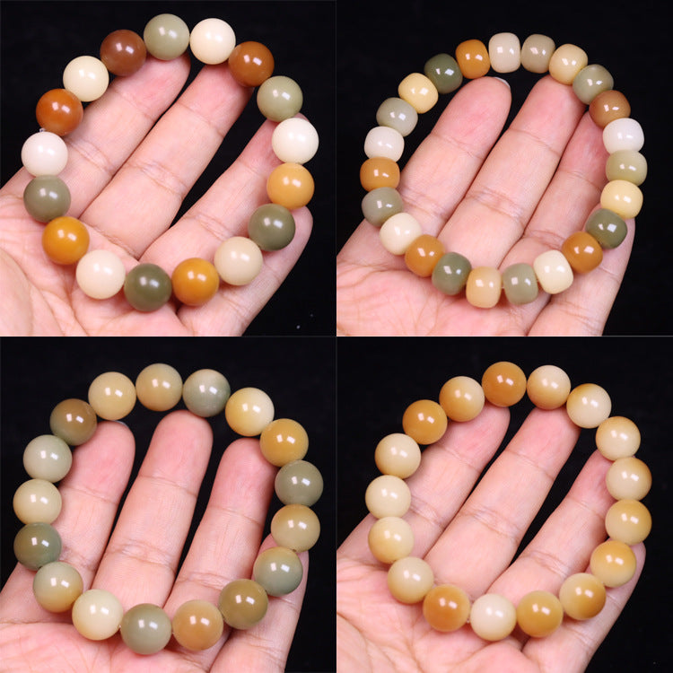 Welfare Single Circle Bodhi Seed Charcoal Grilled Round Beads Green Bracelets