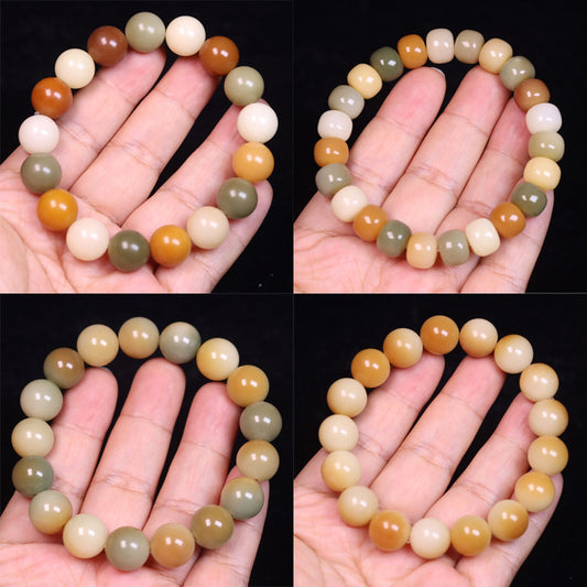 Welfare Single Circle Bodhi Seed Charcoal Grilled Round Beads Green Bracelets