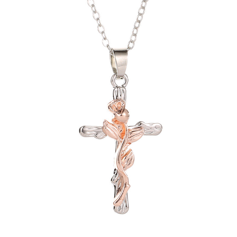 Full Diamond Cross Female Creative Design Geometric Necklaces