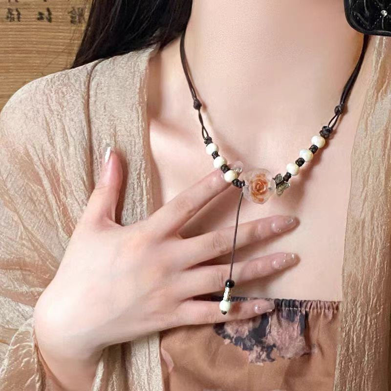 Women's Long Feather Retro Ethnic Personality Sweater Necklaces