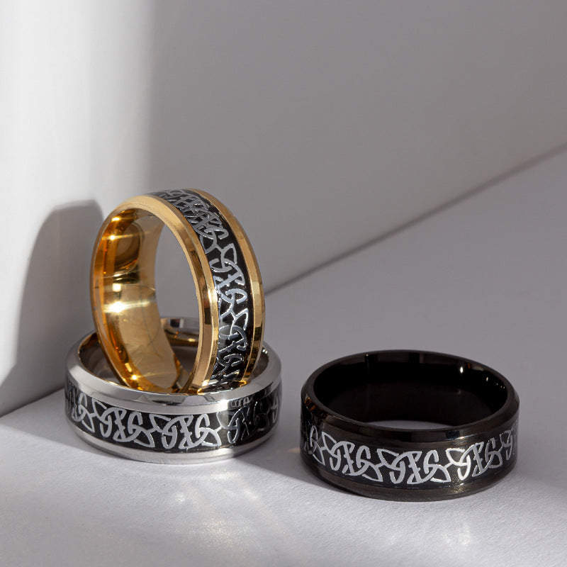 Women's & Men's Style Irish Celtic Triangle Knot Titanium Rings