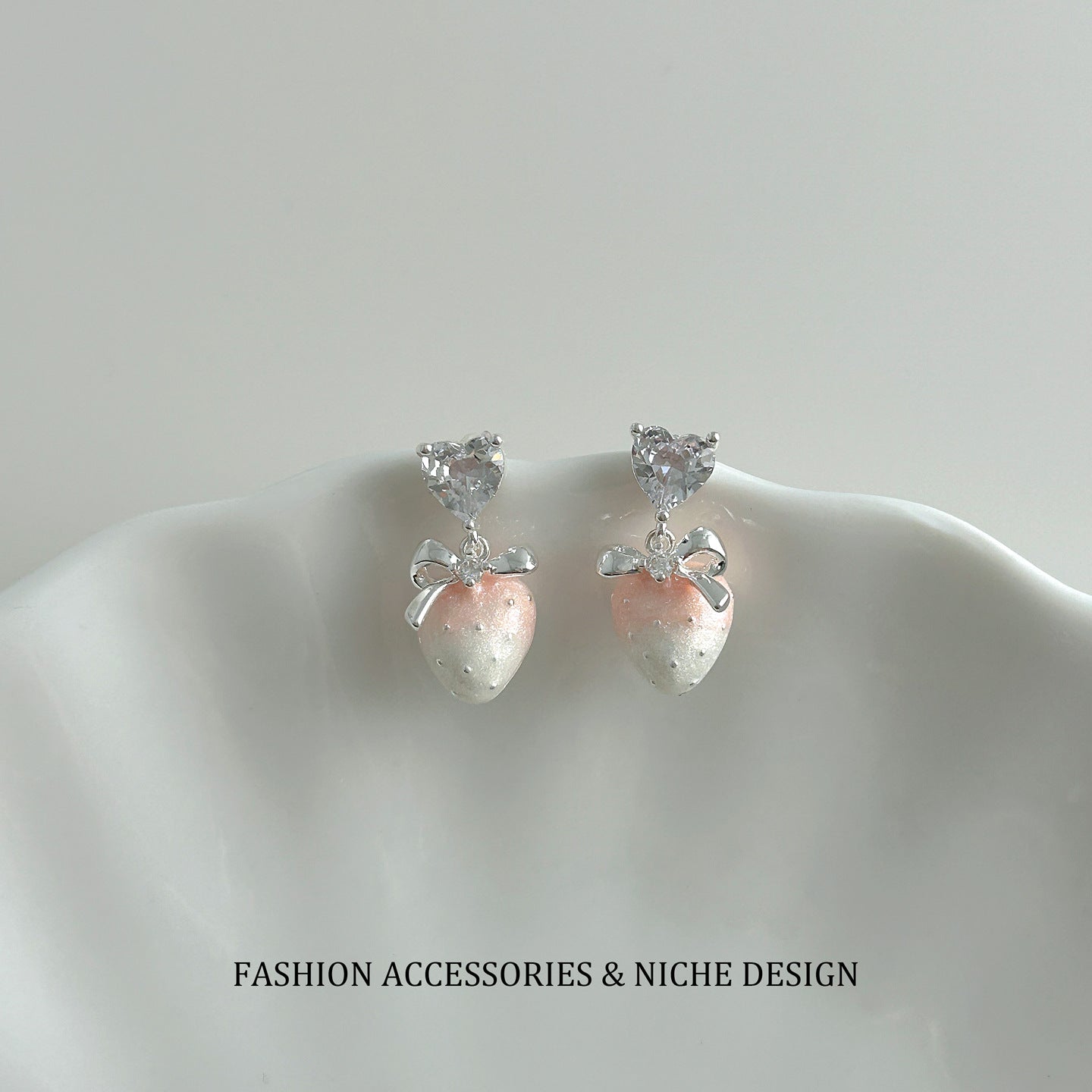 Sweet Butterfly Strawberry Optional Ear Female Stud Earrings