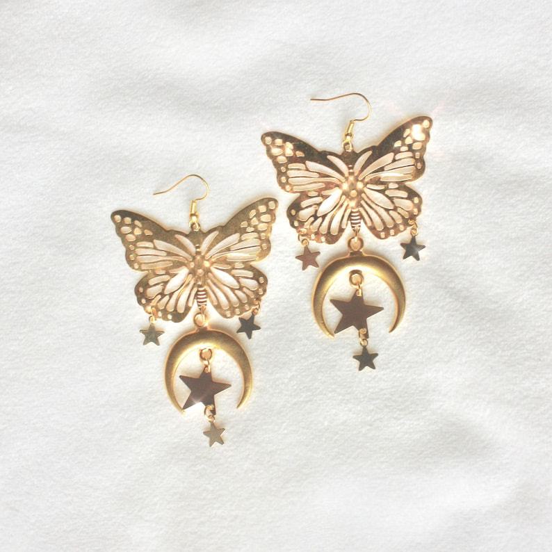 Moon Star Hollow Cute Butterfly Female Retro Earrings