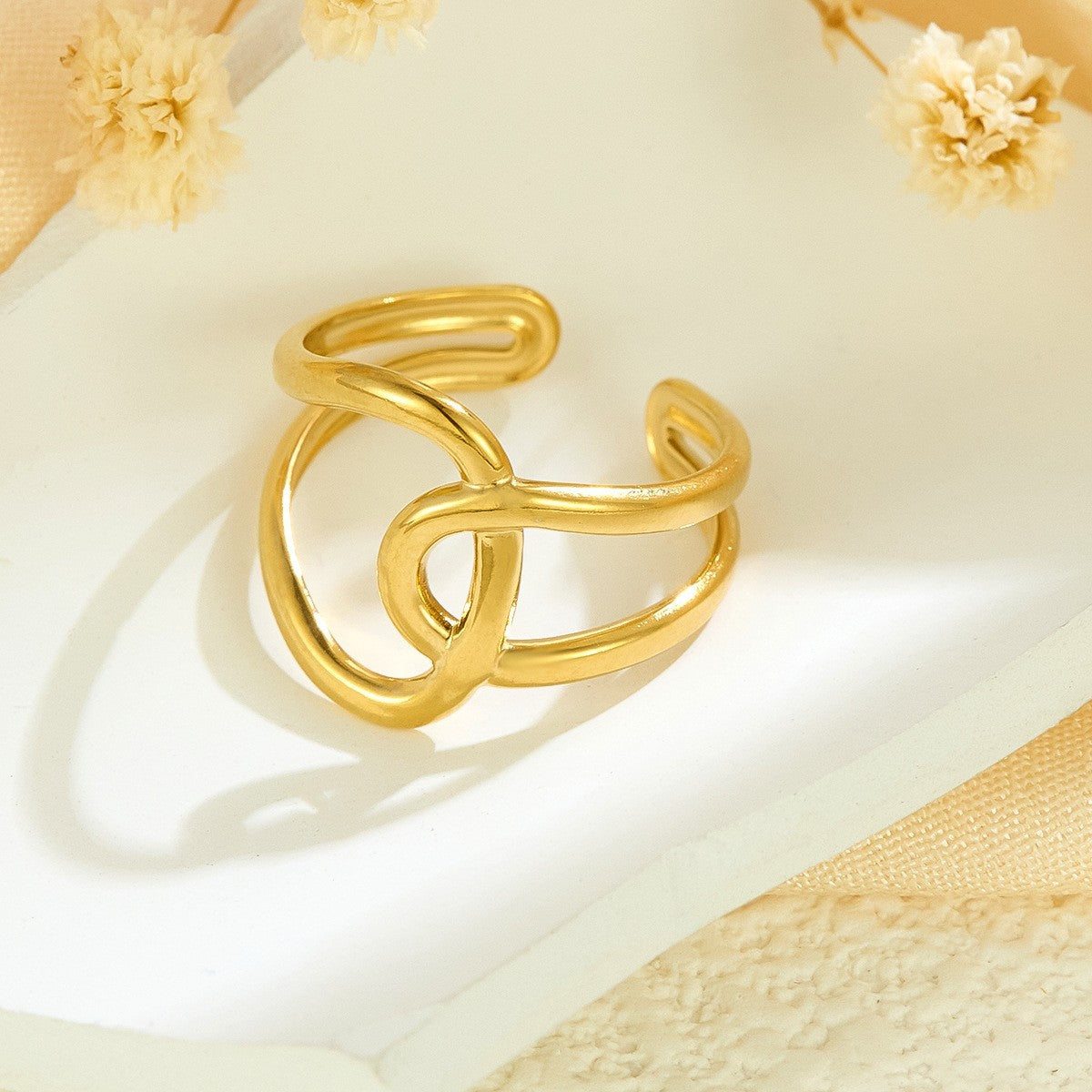 Stainless Steel Irregular Line Love Heart-shaped High-grade Ring