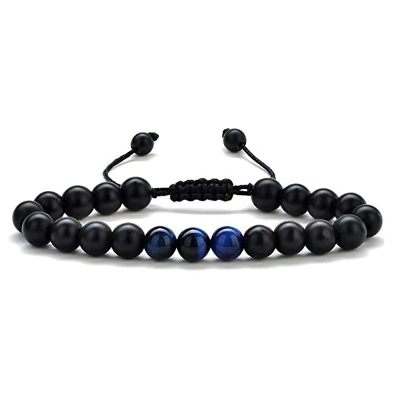 White Turquoise Woven Tigereye Lava Stone Bracelet