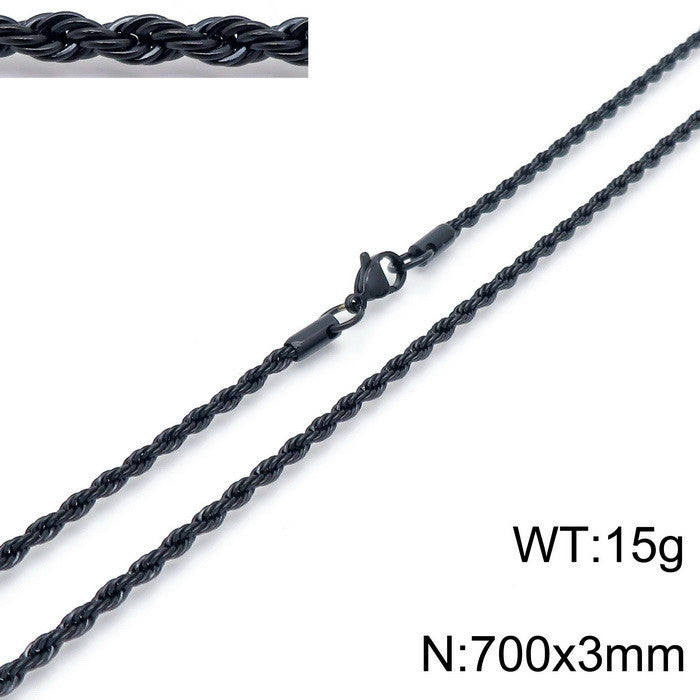 Women's & Men's Plating Black Titanium Steel Winding Ladder Necklaces