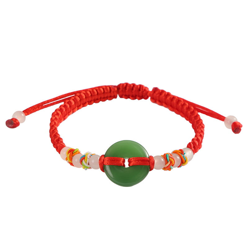 Women's & Men's Jade Peace Buckle Hand-woven Couple Stall Hand Bracelets