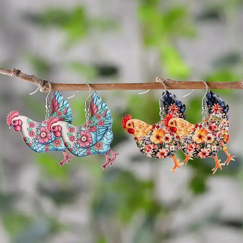 Bright Floral Flat Acrylic Creative Colorful Earrings