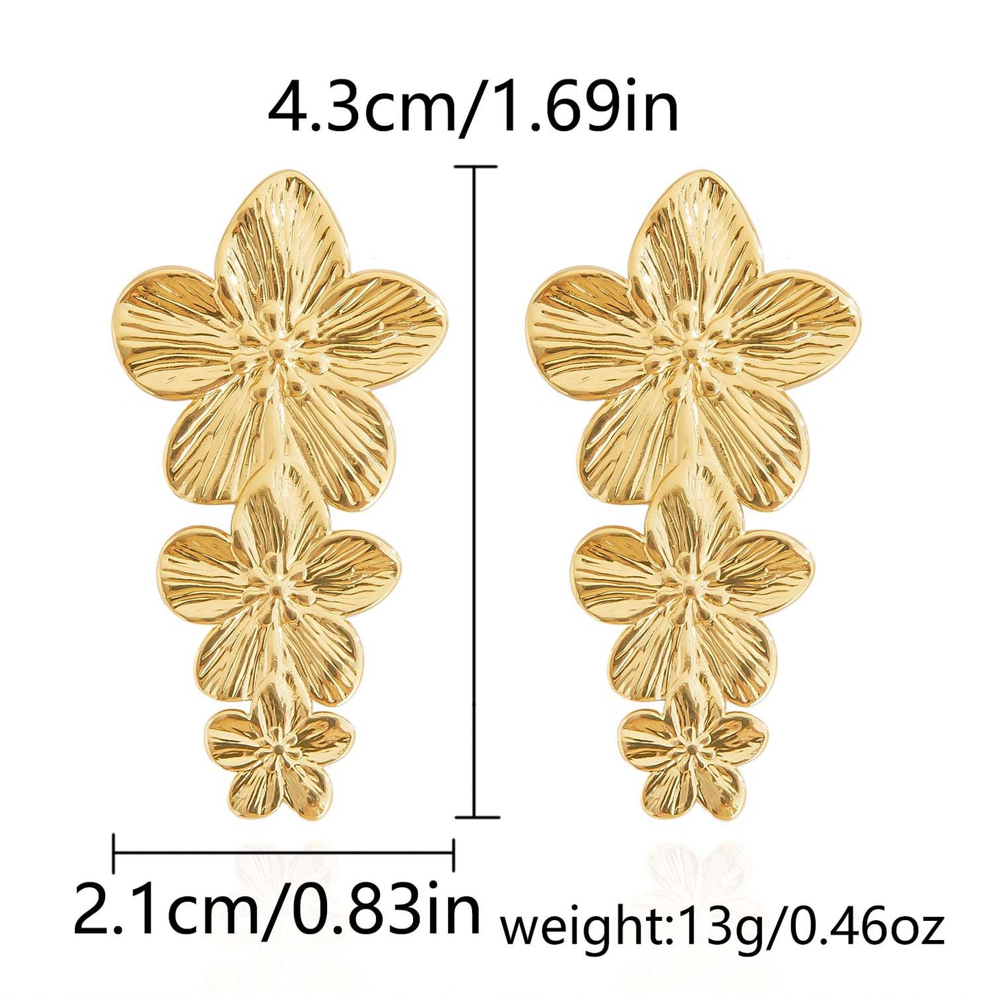 Women's Titanium Steel Gold-plated Ginkgo Leaf Fashionable Earrings