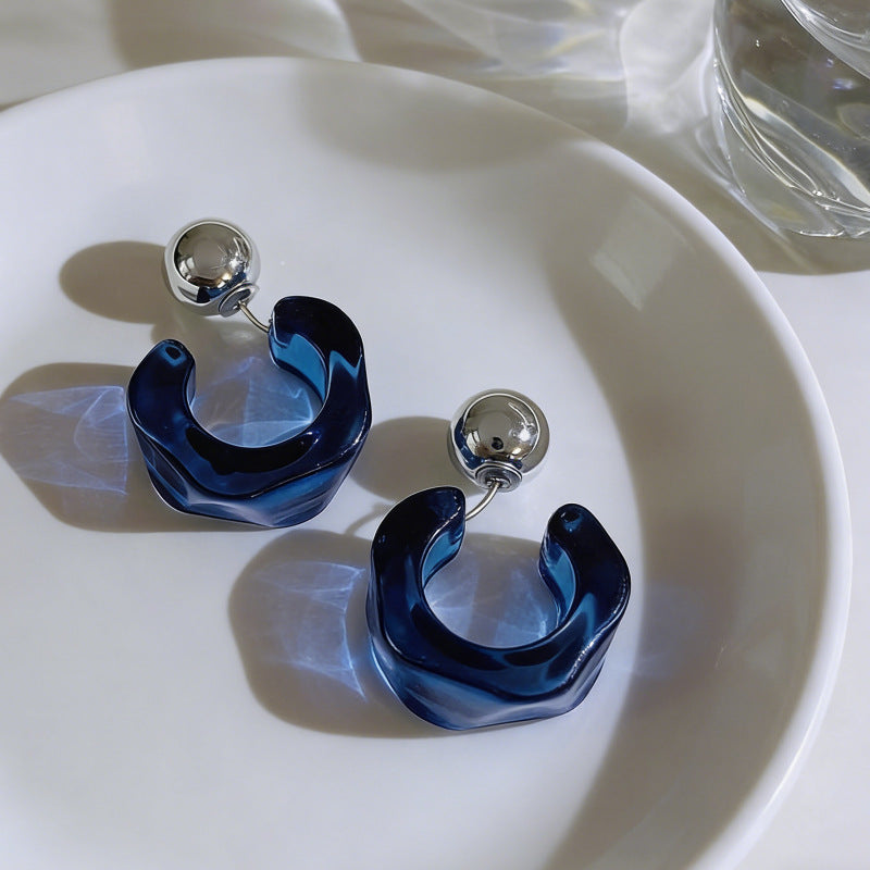 Irregular Resin Acrylic Ear Multiple Ways To Wear Shaped Stud Earrings