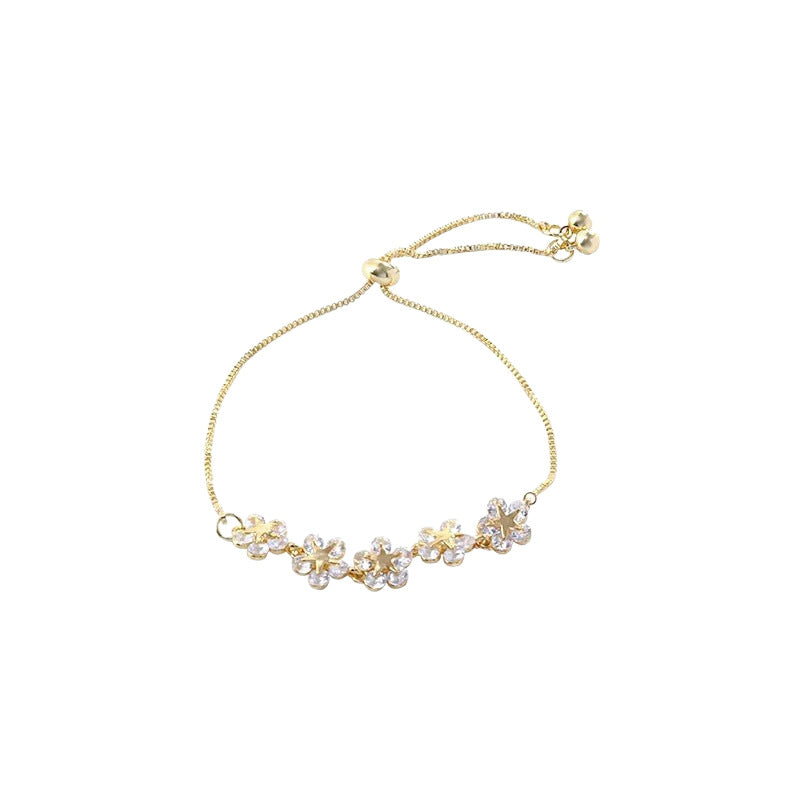 Women's Zircon Flower Korean Style Simple Design Personalized Bracelet