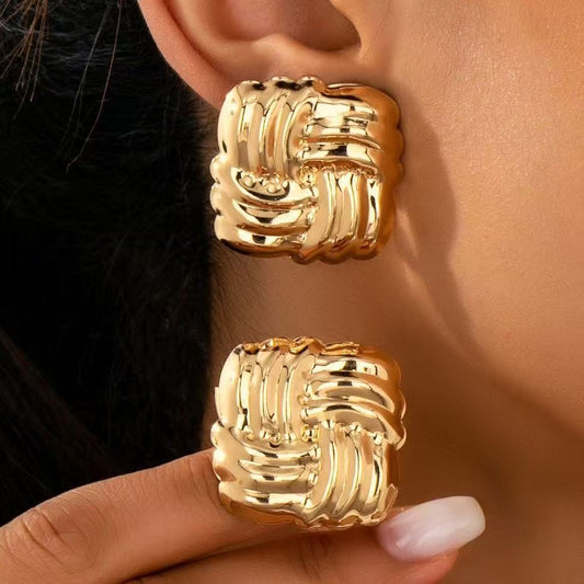 Women's Fashion Geometry Pattern Square Texture Simple Personalized Suitable For Stud Earrings