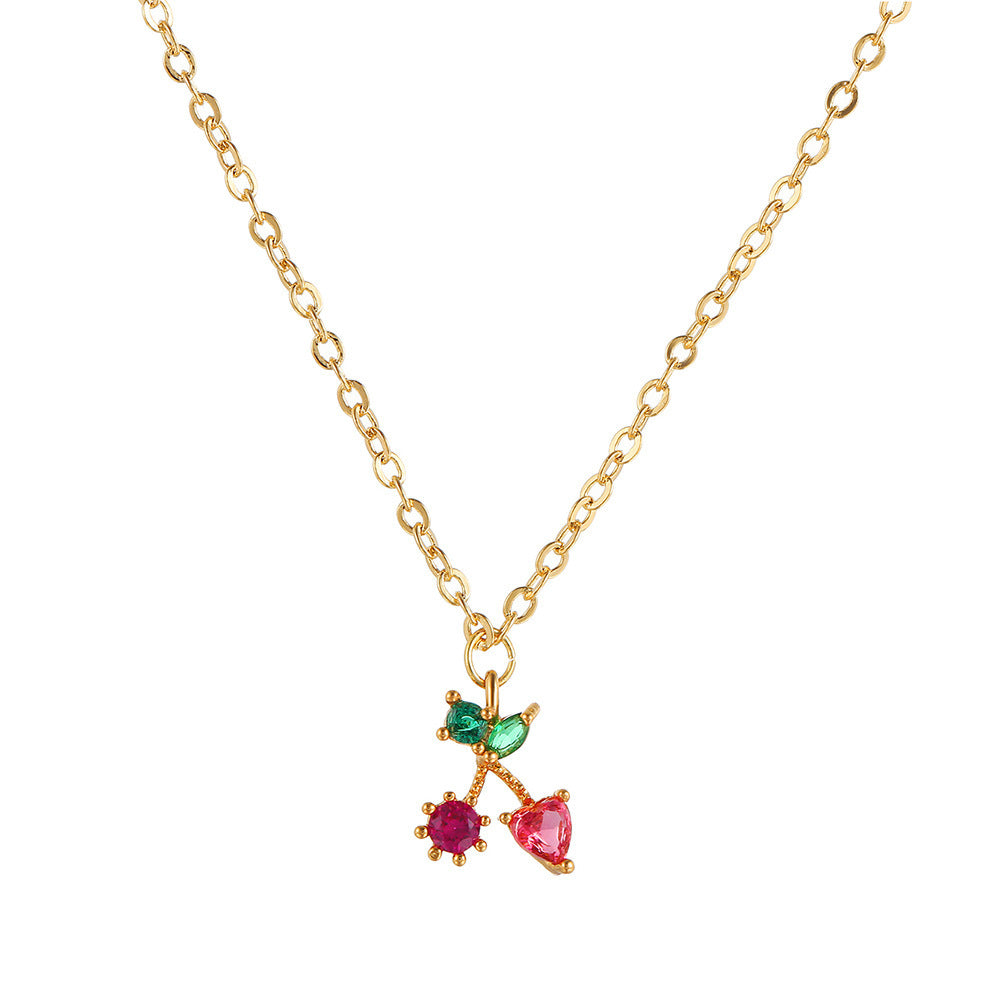 Color Zirconium Fruit Hot Cherry Peach Necklaces