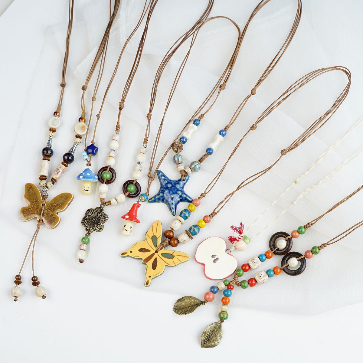 Style Personalized Trendy Ceramic Geometric Colorful Fish Long High-grade Necklace