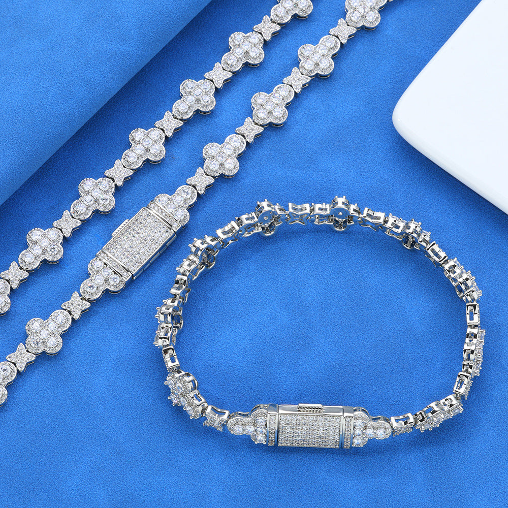 Women's & Men's Hip Hop Cross Star Zircon High Jewelry Set
